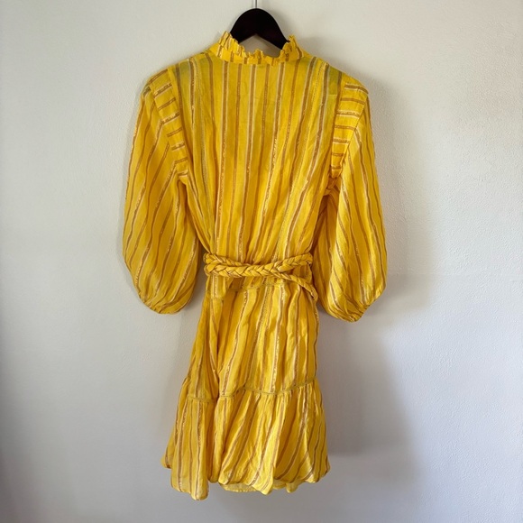 Apiece Apart Rafaela Mini Dress In Yellow Women's Size 2 Metallic Striped - Picture 3 of 7